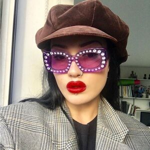 Poppy Lissiman Purple Crystal-Trim Sunglasses Beyoncé